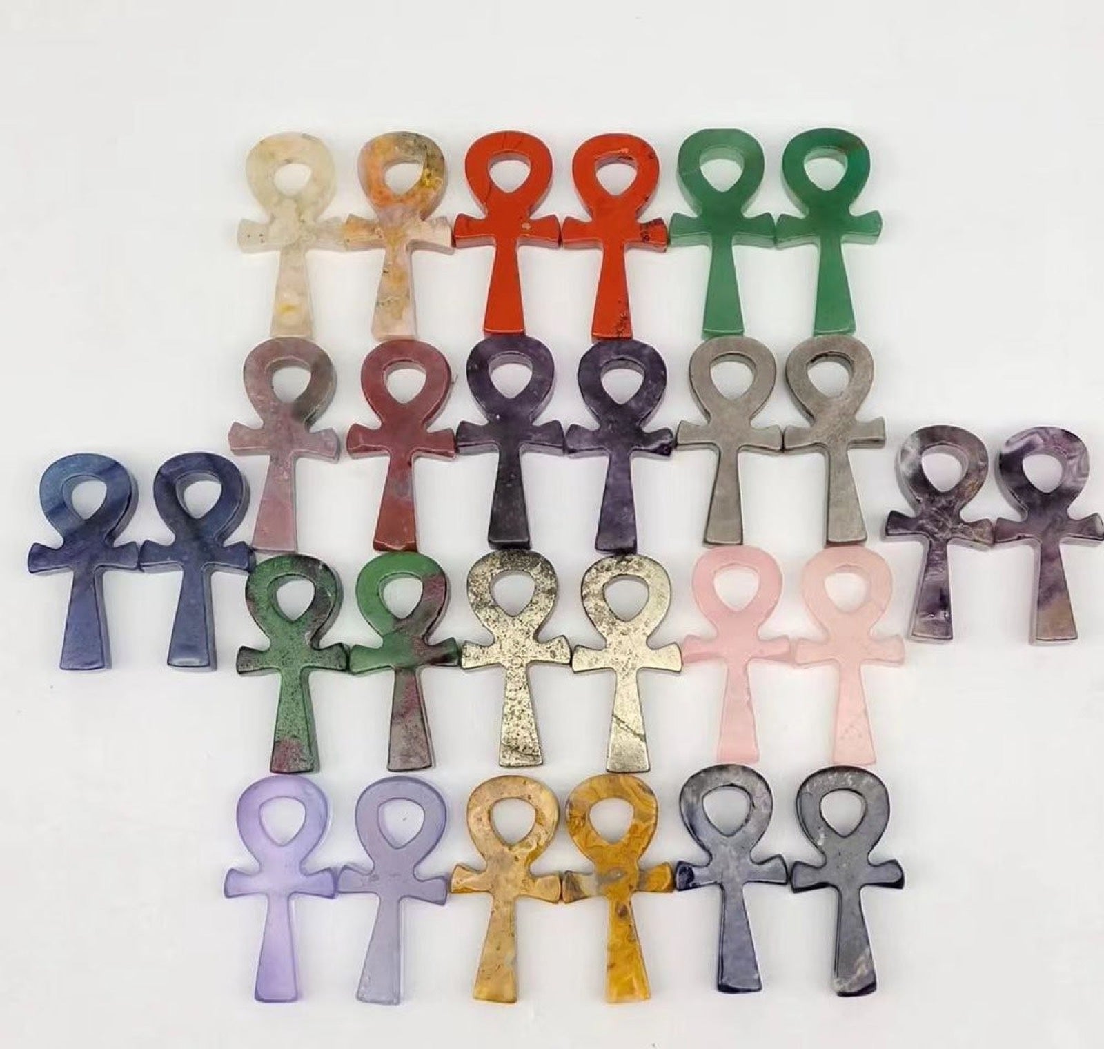 Mixed stone ankh carvings
