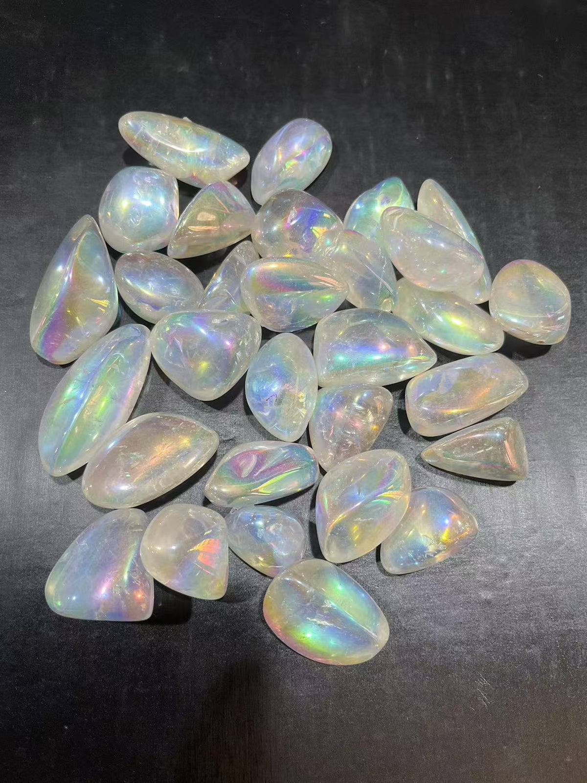 Aura quartz tumbled stones